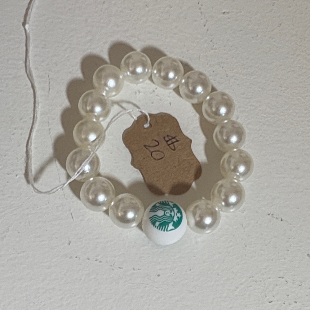 Starbucks White Pearl Beaded Bracelet brand new stretch